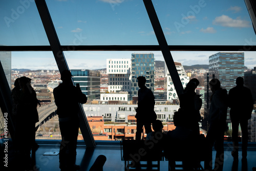 People looking at the central Oslo, Norway.