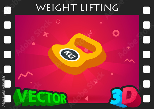 Weight lifting isometric design icon. Vector web illustration. 3d colorful concept