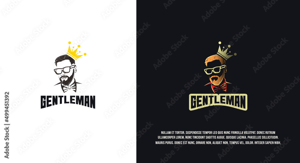 Gentlemen and crown abstract logo design