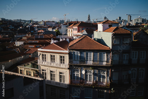 View of rooftops in the historical center of Porto, Portugal.