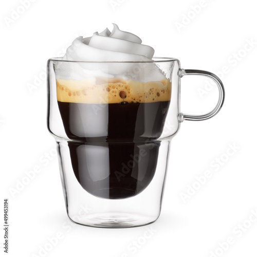 Photography Viennese coffee or spresso con panna isolated.