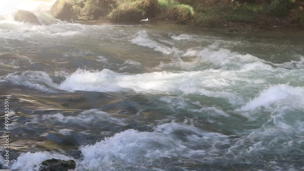 Rapid Stream of Wild Mountain River from waterfall Rapid Stream of Wild Mountain River from waterfall