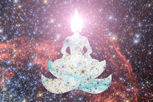 vesak, buddha in a lotus on a background of space,Buddha Day, birth, enlightenment and death (parinirvana) of the Buddha, theravada tradition Element of the image provided by NASA photo