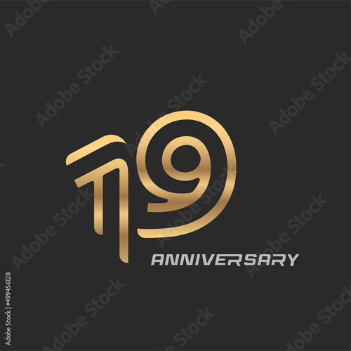 19 years anniversary celebration logotype with elegant modern number