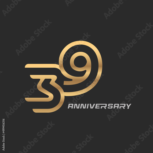 39 years anniversary celebration logotype with elegant modern number