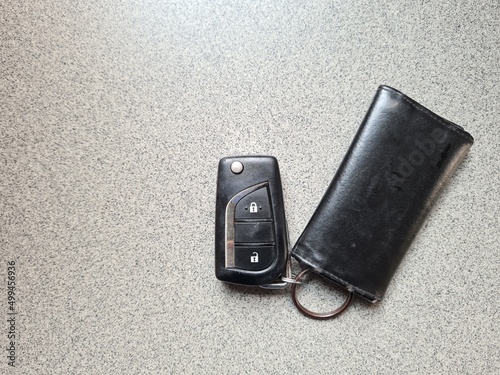car key remote on gray background 