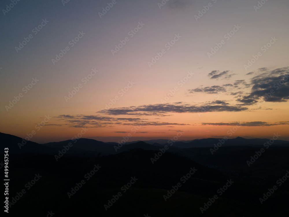 view of sunset in the mountains
