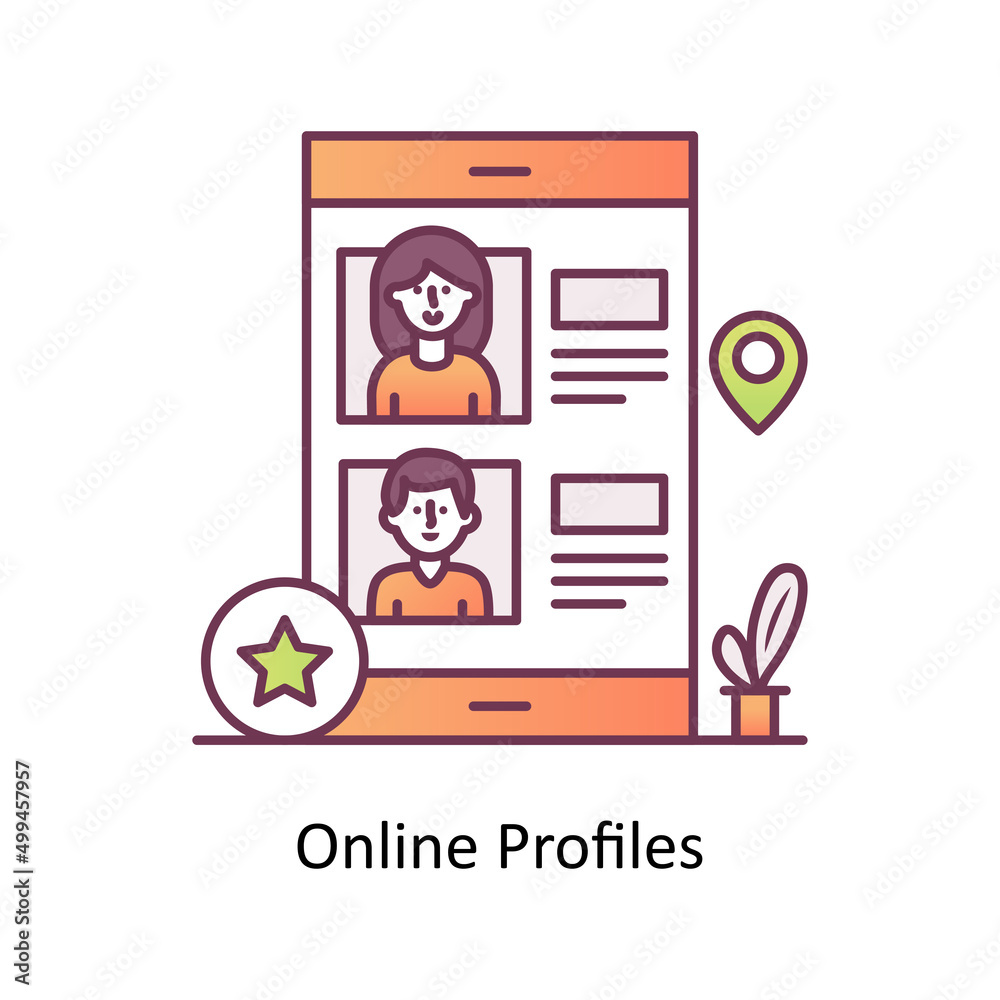 Online Profile vector Outline Icon Design illustration. Mobile Marketing Symbol on White background EPS 10