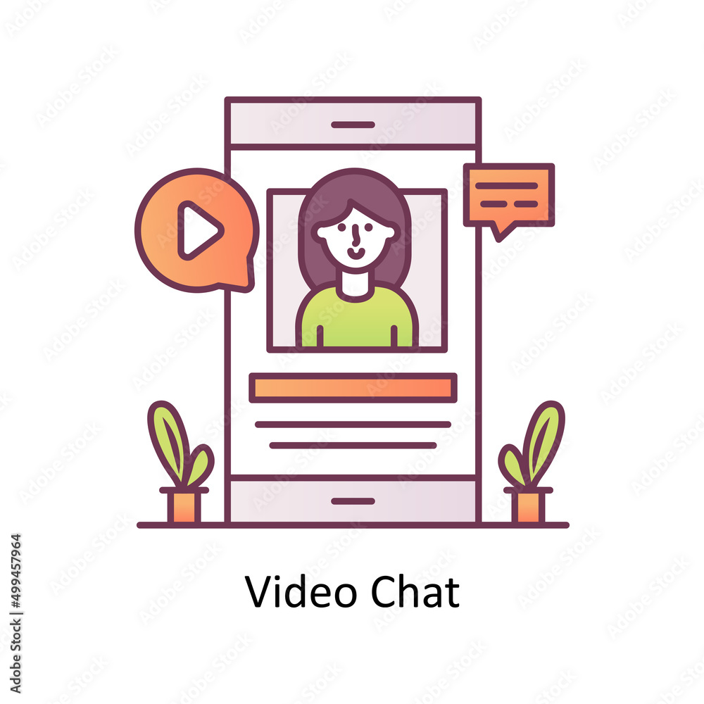 Video Chat vector Outline Icon Design illustration. Mobile Marketing Symbol on White background EPS 10 Video Chat vector Outline Icon Design illustration. Mobile Marketing Symbol on White background EPS 10