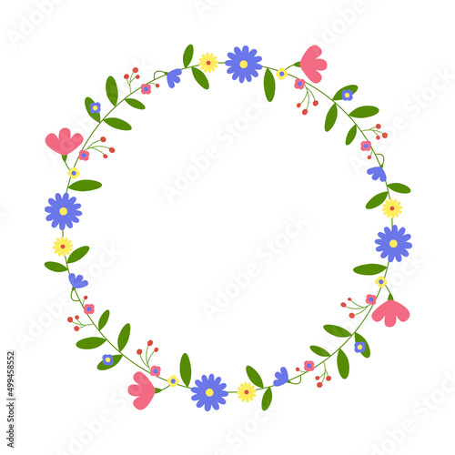 Wallpaper Mural Round flower frame. Floral wreath. For greeting card, wedding , birthday card, invitation. Vector illustration. Torontodigital.ca