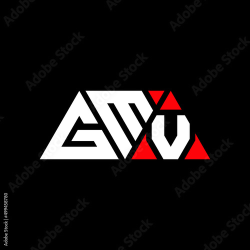 GMV triangle letter logo design with triangle shape. GMV triangle logo design monogram. GMV triangle vector logo template with red color. GMV triangular logo Simple, Elegant, and Luxurious Logo... photo