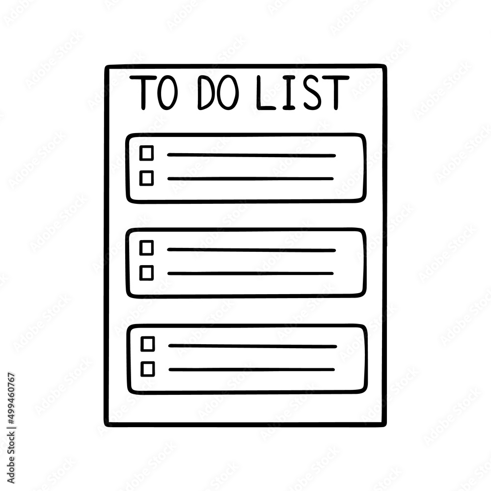 Hand drawn To Do List doodle. Checklist in sketch style. Vector illustration isolated on white background. Hand drawn To Do List doodle. Checklist in sketch style. Vector illustration isolated on white background.