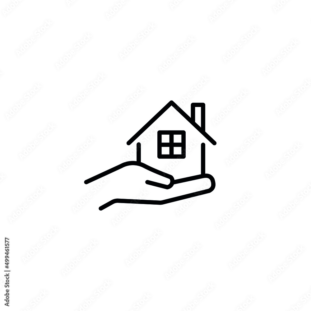 Insurance home line icon. Protect web symbol. Vector