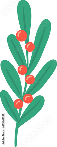 Holly with Red Berries and Green Leaves