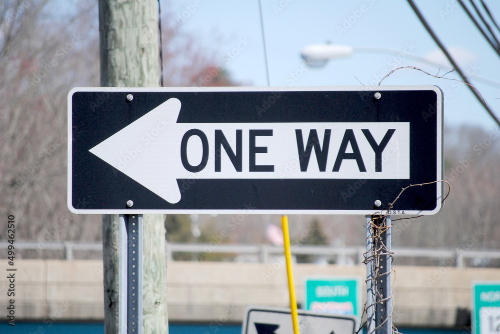 ONE WAY (arrow) Directional Street Sign Close-Up