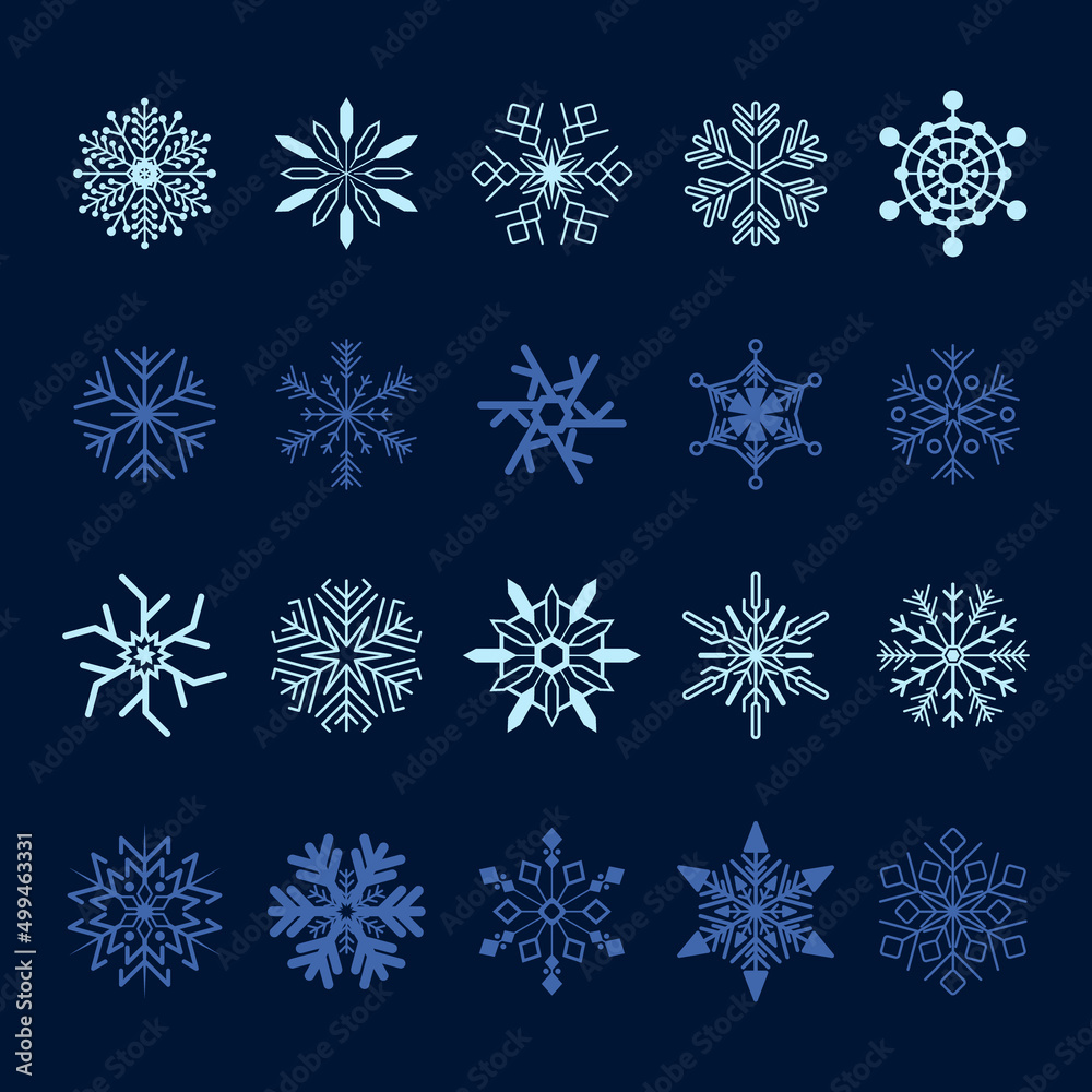 set of vector snowflakes. icons, symbols, logos, elements for templates set of vector snowflakes. icons, symbols, logos, elements for templates