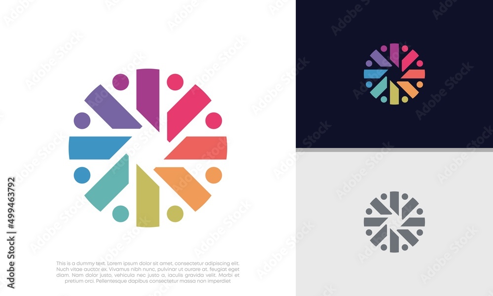 Obraz premium Global Community Logo Icon Elements Template. Community human Logo template vector. Community health care. Abstract Community logo 