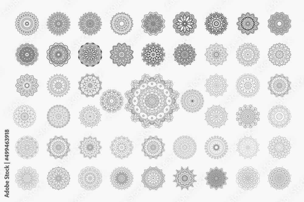 Indian style mandala bundle for decoration or parties. Mandala ornament collection with different shapes. Creative mandala pattern set design in traditional Arabian style. Mandala line art vector. Indian style mandala bundle for decoration or parties. Mandala ornament collection with different shapes. Creative mandala pattern set design in traditional Arabian style. Mandala line art vector.