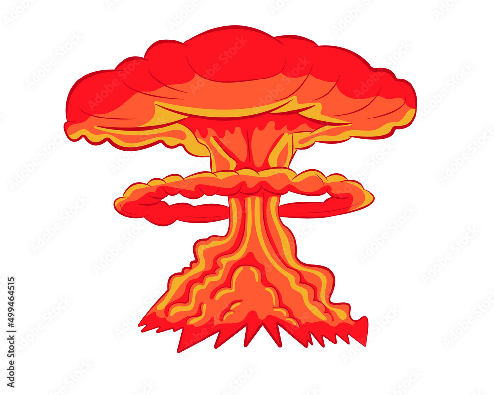 Nuclear bomb explosion, mushroom cloud. Vector illustration.