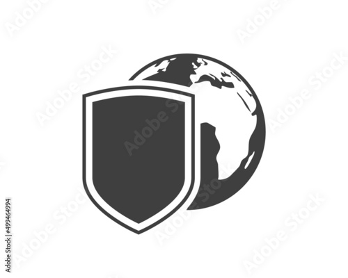 Shield protect the world vector icon on white background.