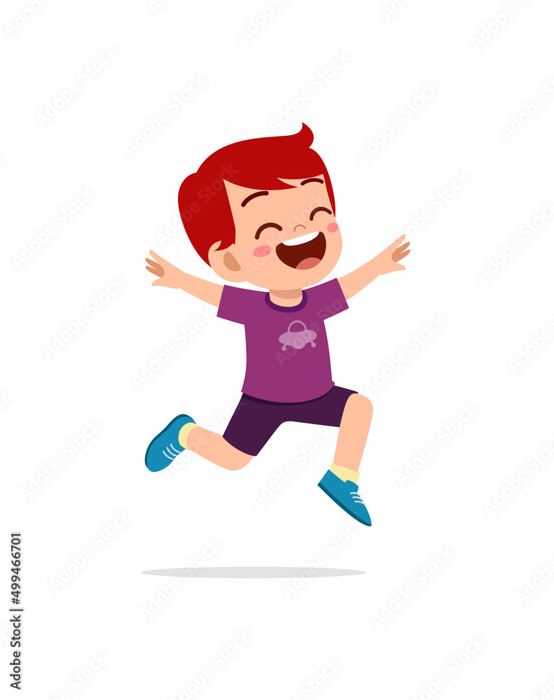 cute little kid jump and feel happy cute little kid jump and feel happy