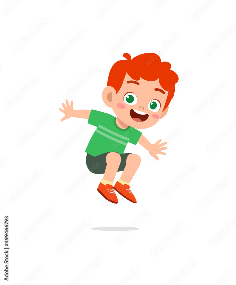 cute little kid jump and feel happy cute little kid jump and feel happy