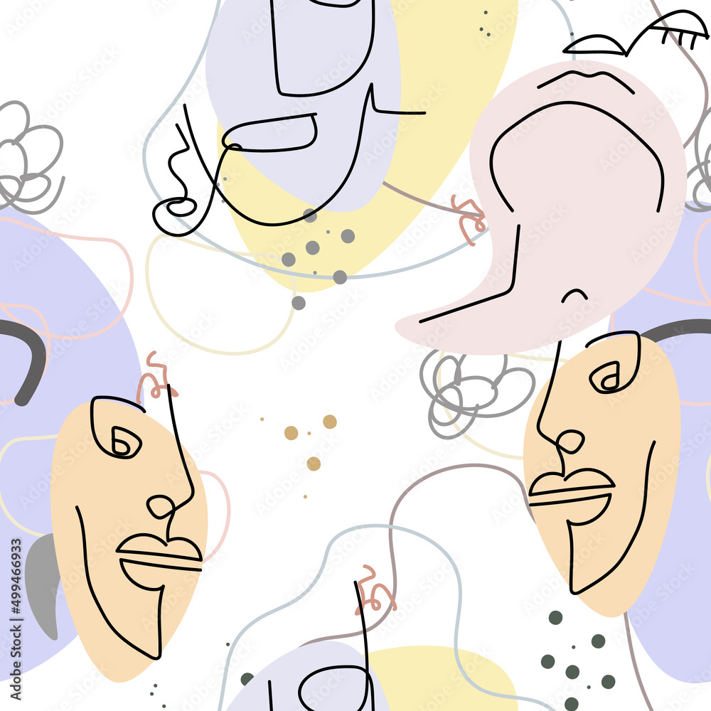 Face line pattern Abstract drawing seamless print Face line pattern Abstract drawing seamless print