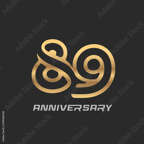 89 years anniversary celebration logotype with elegant modern number photo