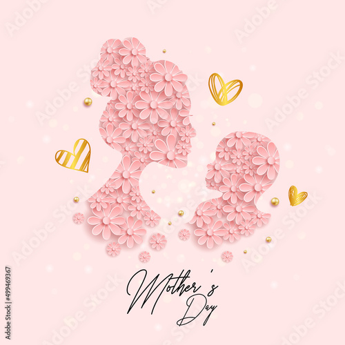 Happy mother's day layout design with roses, lettering, ribbon, frame, dotted background. Vector illustration.  Best mom mum ever cute feminine design for menu, flyer, card, invitation. Set of cards