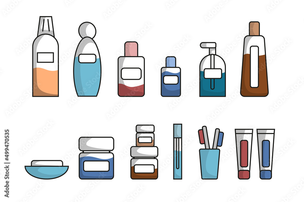Set of cleansing cosmetics for body, hair and skin care. Set of cleansing cosmetics for body, hair and skin care.