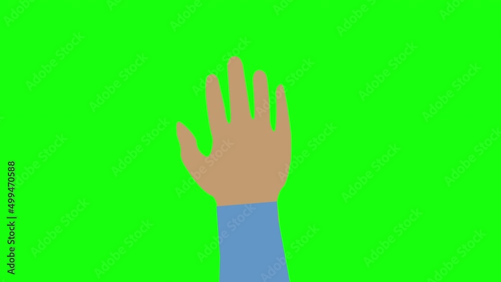 Waving hand of a man is a symbol hi, bye on a green screen background. Waving hand of a man is a symbol hi, bye on a green screen background.