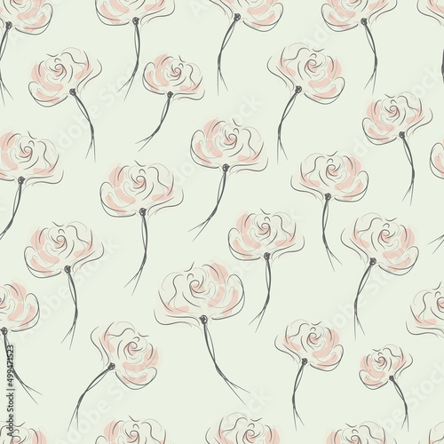 Seamless rose pattern, simple minimalistic pattern