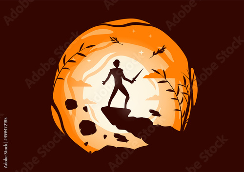 super power warrior hero illustration