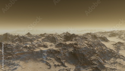 Exoplanet fantastic landscape. Beautiful views of the mountains and sky with unexplored planets