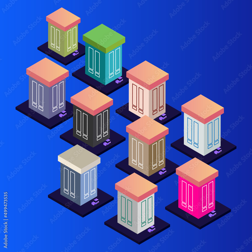 Isometric Modern Flat Buildings Vector illustration. Vector isometric futuristic new city
Isometric Modern Flat Buildings Vector illustration. Vector isometric futuristic new city