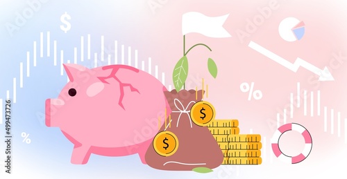 Bankruptcy Stock market crash arrow graphic vector illustration Broke company Economical loan payback problem Investment failure Budget collapse Panic in economy fail Recession financial Business loss
