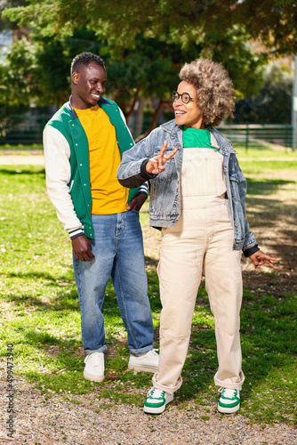Happy african american couple outdoors