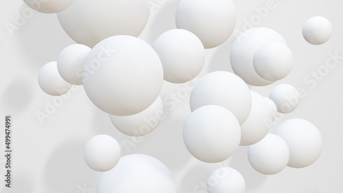 3D Render Ball white color floating in the air with light and shadow on a white background,3d illustration, 3d rendering.