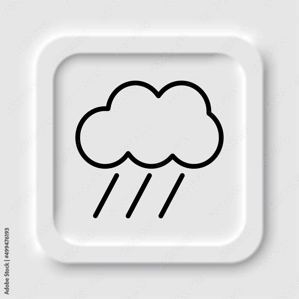 Cloud rain simple icon. Flat design. Neumorphism design.ai Cloud rain simple icon. Flat design. Neumorphism design.ai