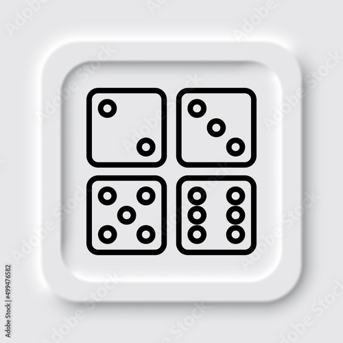 Dices simple icon, vector. Flat design. Neumorphism design.ai