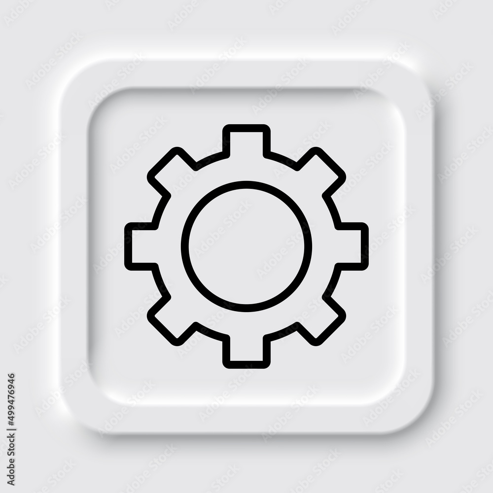 Gear simple icon vector. Flat design. Neumorphism design.ai Gear simple icon vector. Flat design. Neumorphism design.ai