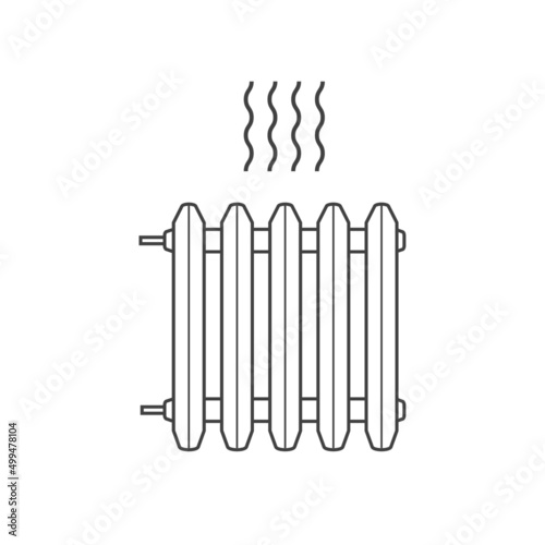 Vector icon of radiator. Battery for room heating icon on white isolated background. Layers grouped for easy editing illustration. For your design.
