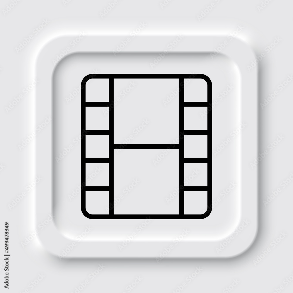 Movie simple icon vector. Flat design. Neumorphism design.ai Movie simple icon vector. Flat design. Neumorphism design.ai