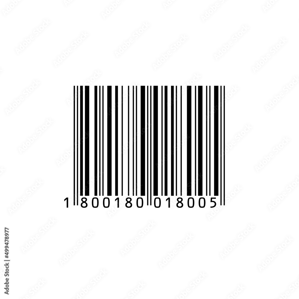 Bar code . Vector illustration.Bar code Icon Design Vector Template Illustration.Barcode on white background. Vector illustration.A barcode or bar code is a method of representing data in a visual.