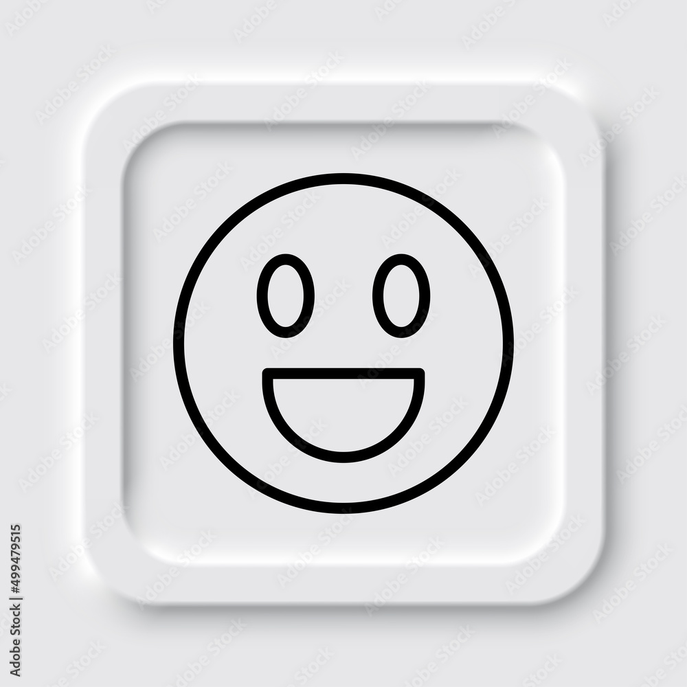 Smile simple icon vector. Flat design. Neumorphism design.ai Smile simple icon vector. Flat design. Neumorphism design.ai