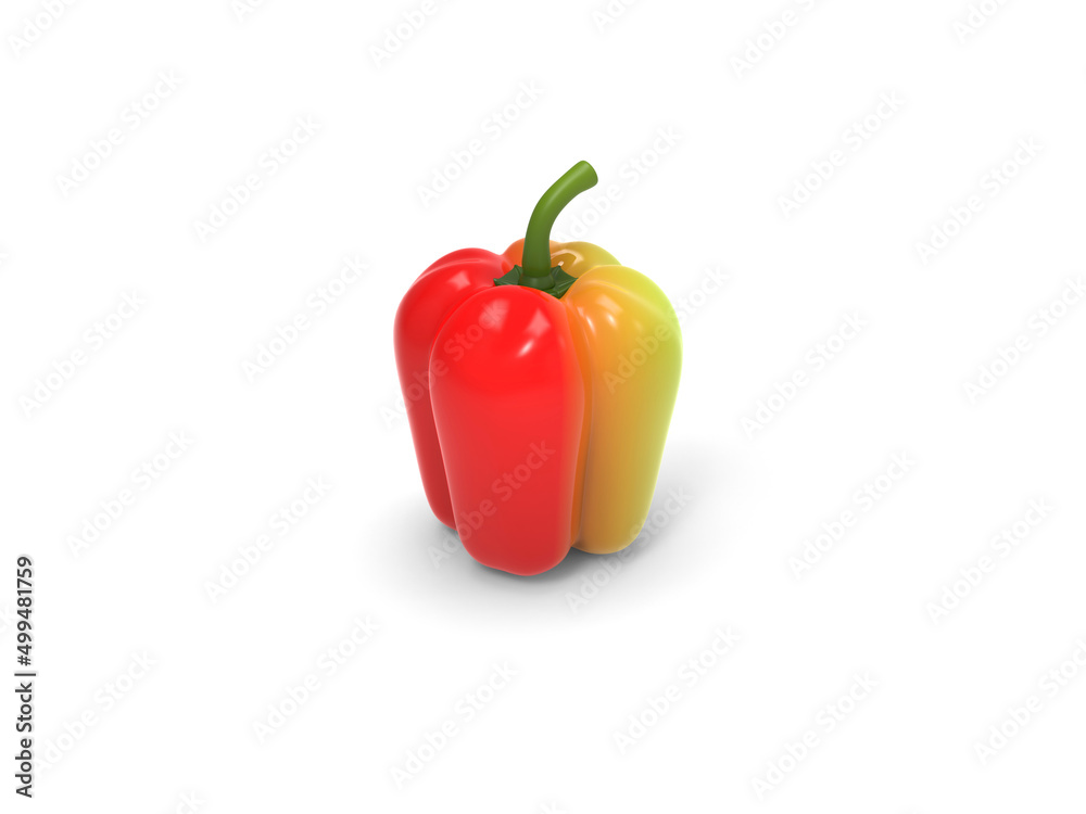 Red and green bell pepper - top down view Red and green bell pepper - top down view