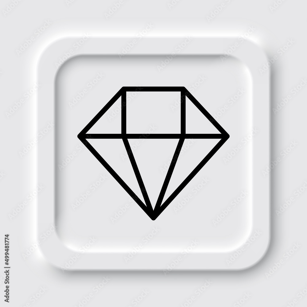 Diamond simple icon vector. Flat design. Neumorphism design.ai Diamond simple icon vector. Flat design. Neumorphism design.ai