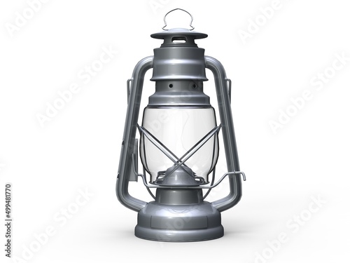 Metallic gray vintage oil lamp - lantern photo