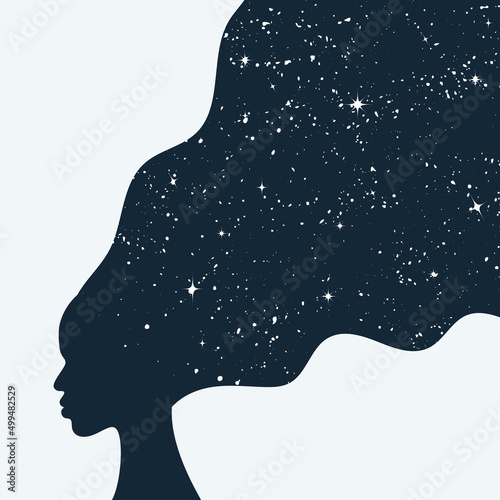 African woman night sky background