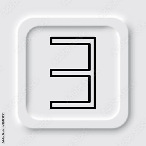 Number three, numeral simple icon vector. Flat design. Neumorphism design.ai